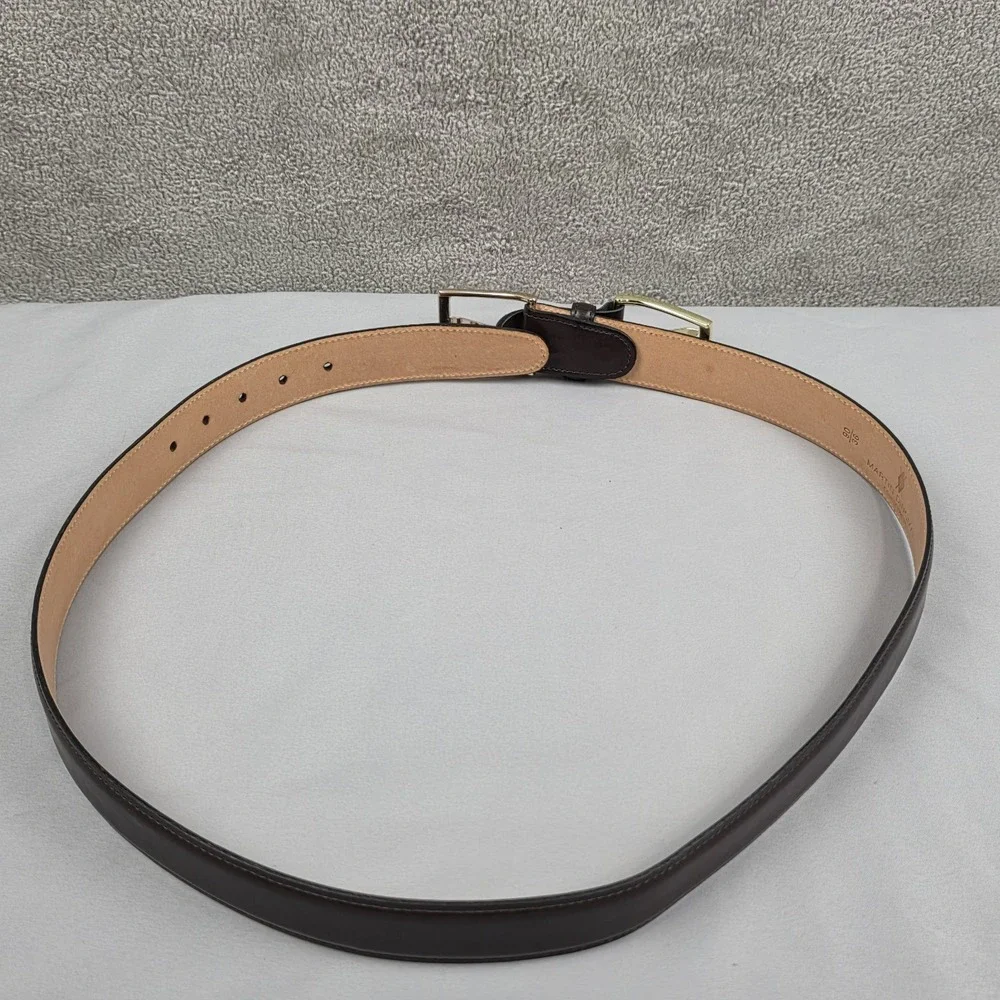Martin Dingman Leather Belt 36 Smith Coachman Dress Brass‎ Double Buckle Brown